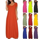 Generisch Maxikleider Damen Sommer Elegant Kurzarm Strandkleid Sommerkleider Damen Leicht...