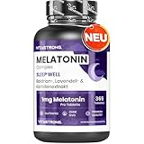 Melatonin Vitastrong Komplex, 365 Mikro-Tabletten, Hochdosiert mit Kamille, Baldrian,...
