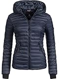 Navahoo Damen Damen leichte Übergangsjacke Steppjacke mit Kapuze Kimuk Navy Gr....