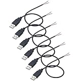 Greluma 6 Stk 22 AWG USB-Pigtail, 2-adriges USB 2.0-Kabel, 2-poliger blanker Draht mit...