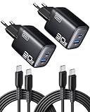 INIU 30W USB C Ladegerät 2-Pack, [USBC + USBA] Schnellladegerät mit Kabel, GaN...