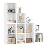 WOLTU Bücherregal mit 10 Fächern, Würfelregal Treppenregal Stufenregal Standregal, für...