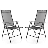 BigDean 2 Stück Gartenstühle dunkelgrau 120 kg belastbar - Balkonstühle...