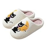Damen Und Herren Pantoffeln PlüSch Pantoffeln rutschfeste Flache HüTtenschuhe Flauschige...