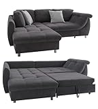 Ecksofa mit Schlaffunktion und Bettkasten 250x190 cm, Wellenunterfederung/Komfortschaum,...