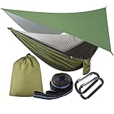 OTraki Hängematte mit Moskitonetz und Zeltplane Reise Camping Hängematte Outdoor Hammock...