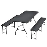 Juskys Bierzeltgarnitur Amberg 3-teilig & klappbar — 180 x 74 x 74 — 2 Bierbänke &...
