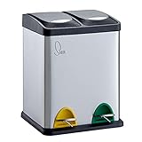 SVITA TC2X8 Mülleimer 16 Liter 2x8L doppelt Abfalleimer kompakt 2er-Mülleimer...