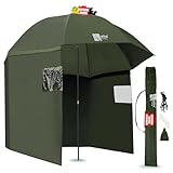 Zite Fishing Schirmzelt Angel-Zelt 2,50m - Abnehmbarer Windschutz mit...