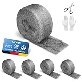 KACNON 0000 Stahlwolle, 5 Rollen 20m stahlwolle gegen mäuse, mit Handschuhe und...
