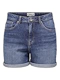 ONLY Damen Shorts Denim Bermudas High Waist Bequeme Sommer Jeans Shorts, Farben:Blau-3,...