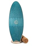 WaveSun Balance Board Surf aus Holz inkl. Korkrolle - rutschfestes Trickboard für...