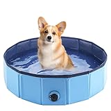 YANGUN Hundepool, PVC rutschfest Planschbecken, Faltbar Hundepool mit rutschfestem Boden &...