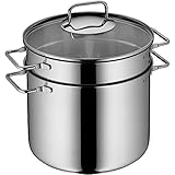 WMF Nudeltopf mit Sieb 24 cm Induktion, Kochtopf groß 7l, Spaghettitopf mit Glasdeckel,...