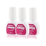 3 Flaschen Nagelkleber für Tips Nagelkleber Extra Stark 15ml, Nagelkleber Colla per...