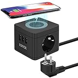 Steckdosenwürfel mit USB Steckdosenleiste mit Induktiver Ladefunktion...