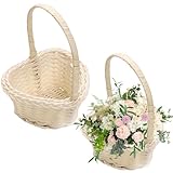 Siuwddee 2 Stück Blumenkorb Hochzeit,kleine Blumenmädchen Korb Kunstweidenkorb...