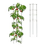 Relaxdays Rankhilfe, 2er Set, Tomatensäule für Garten & Balkon, 120 cm, je 4 Ringe,...