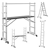 Gimisgu Gerüst, 4 in 1 Alu Multifunktionsleiter 6+6 Stufen, Mobile...