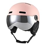 JUCHRZEY Ski-Schutzkappe mit Abnehmbarer Brille, Schnee-Skihelm mit Gehörschutz,...