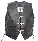 LEDER24H Motorradweste Biker Kutte Lederweste 1050 - SP, XL, Schwarz
