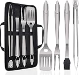 POLIGO 5PCS Hochwertiges Grillbesteck Set Extra dick Edelstahl mit Tragetasche,...