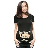 SUIUOI Damen Umstands-T-Shirt Top, lustiges Shirt Schwangerschaft Kurzarm T-Shirt Rundhals...