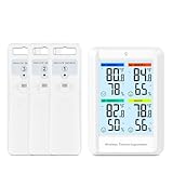 Ankilo Wetterstation Funk mit 3 Außensensor,4 Zoll Luftfeuchtigkeit Monitor Wireless mit...