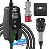EVDANCE Mobile Wallbox 11kW [7.8m 3-Phasig 6-16A] Typ 2 Ladekabel CEE 16A auf Typ 2 mit...
