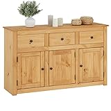 CARO-Möbel Kommode Cancun im Landhaus Stil, Sideboard mit 3 Türen und Schubladen,...