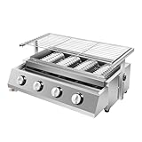 POTYYH 4-Flammen Gasgrill, Edelstahl Gasbräter LPG Campinggrill BBQ Tischgrill Tragbar...