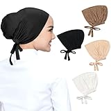 HENGBIRD 4 Stück Frauen Undercap Hijab, Solid Color Frauen Muslimischen Kopftuch, Mütze...