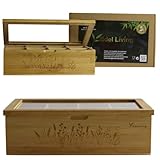 Edel Living Premium Bambus Teebox mit Kräuter Gravur, Weihnachtstee teeboxen für...