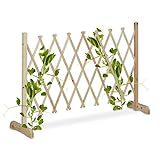 Relaxdays Rankgitter Holz, ausziehbar bis 180 cm, Rankhilfe Kletterpflanzen, Scherengitter...