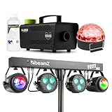 BeamZ Disco Party Komplett Set - inkl. Mini Nebelmaschine mit Nebelfluid, 4-1 Lichtorgel...