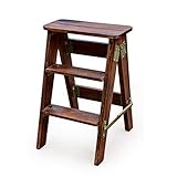 Faltbarer Tritthocker, 3-stufige Holzleiter, tragbares Schuhregal, Innenbereich, Küche,...