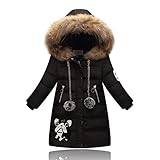 Amur Leopard Mädchen Winterjacke mit Kapuze, Kinder Skijacke Wintermantel...