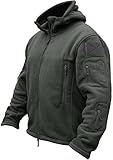 TACVASEN Herren Fleecejacke Military Outdoor Winddichte Jacke mit Kapuze- Gr. XL, Grau