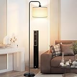 Moderne Stehlampe aus Leinen, mit Fußschalter, hoher schwarzer Eisenkörper, E27, Dimmer,...