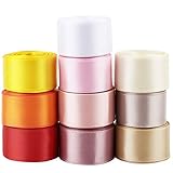 FLOFIA 50m 10 Farbe Satinband 25mm Geschenkband Satin Dekoband Seidenband...