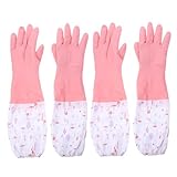 ibasenice 2 Paar Gummi Küchenhandschuhe mit Warmem Plüschfutter Rutschfest Lang...