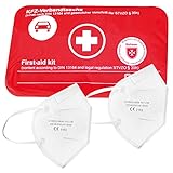 BigDean Petex Verbandskasten DIN 13164 - Verbandtasche rot mit 2x Leikang FFP2 Masken -...