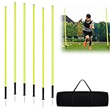 TRMLBE Slalomstangen Fussball 1,8m 6er Trainingsstangen Hürdenstangen mit Metallspitze...