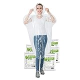 Igoera Regenponcho XL transparent, 5er-Pack Regencape mit Kapuze für Festival,...