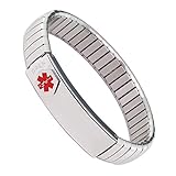 Medizinisches Notfall-Armband aus Edelstahl für Damen, elastischer ID-Armreif,...