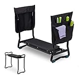 Relaxdays Kniebank für Gartenarbeit, klappbar, bis 150kg, inkl. 2 Taschen, gepolsterte...