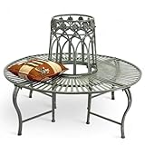 DanDiBo Baumbank Rund Metall Wetterfest Grau 96590 Rundbank ø 120 cm Gartenbank...