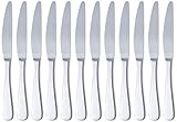Amazon Basics - Tafelmesser mit Abgerundeter-Rand, Edelstahl, 12er-Pack, Silberfarben