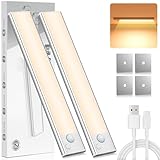 Unterbauleuchte Küche LED Schrankbeleuchtung Bewegungsmelder - Warmweiß Lampe Akku Licht...