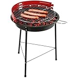 com-four® BBQ Grill - Dreibein mit höhenverstellbarem Grillrost und Windschutz - runder...
